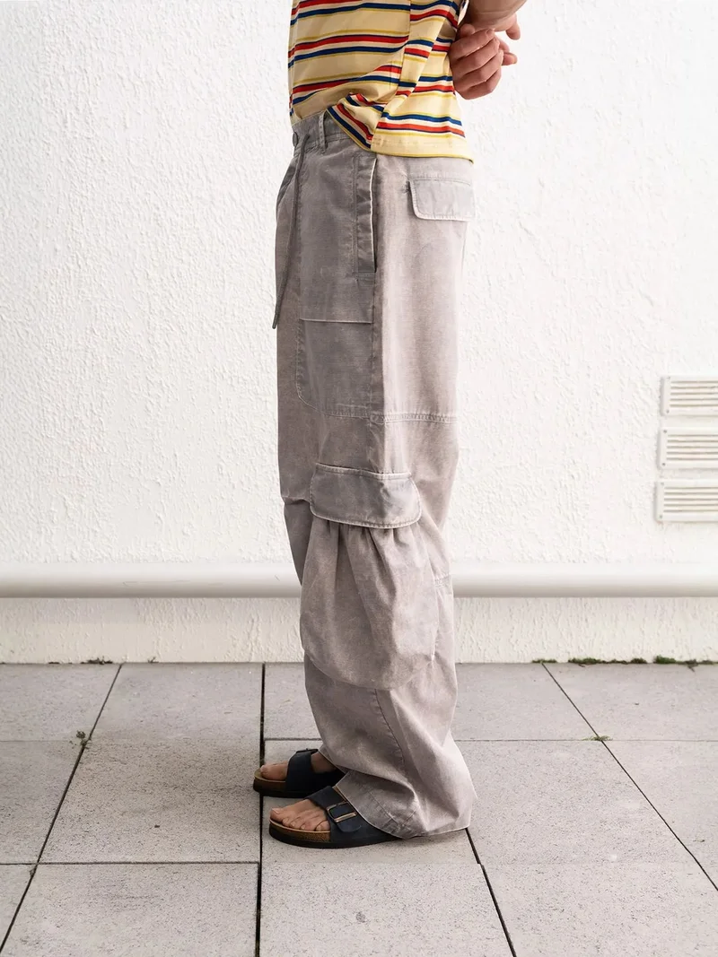 Giesto Grey GIESTO Wide Leg Cargo Pants for Men | Best Price UAE